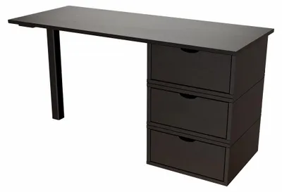 Productafbeelding van Bureau van massief hout met 3 lades, kubusvormig - zwart