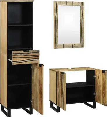 Produktbild von vidaXL Badezimmermöbel-Set 3 stk. Braun 38 x 33 x 160 cm Holzwerkstoff