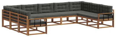 Produktbild von vidaXL Outdoor-Sofagarnitur mit Kissen 9 pcs Natur und Anthrazit