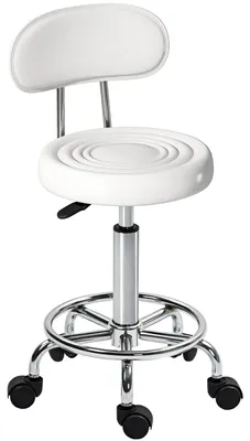 Produktbild von HOMCOM Rollhocker höhenverstellbar Drehhocker Drehbar Salon Hocker mit Lehne