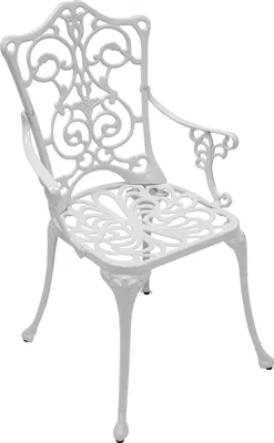 Produktbild von DEGAMO Gartensessel Gartenstuhl im Jugendstil Design, Aluguss weiss, wetterfest