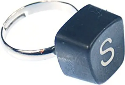 Produktbild von Buchstaben Ring S Vintage Schreibmaschinentaste Miniblings Unikat eckig S