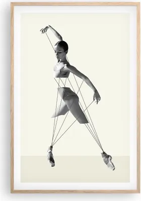 Produktbild von Gerahmtes Poster - Rahmen in heller Eiche - Surreal Ballerina Marionette - 61x91,5 cm - Wand Bild - Wanddeko - Wandbilder - Kunstposter - Wandposter - Bilderrahmen - Bilder - P2NPA61x91-4812