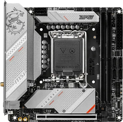 Obrázek produktu pro MSI MPG B650I EDGE WIFI - Základní deska - Mini-ITX - Patice LGA1700 - Čipová sada B760 - USB 3.2 Gen 1, USB 3.2 Gen 2, USB-C 3.2 Gen2 - 2,5 Gigabit LAN, Bluetooth, Wi-Fi - Integrovaná grafika (vyžaduje CPU)