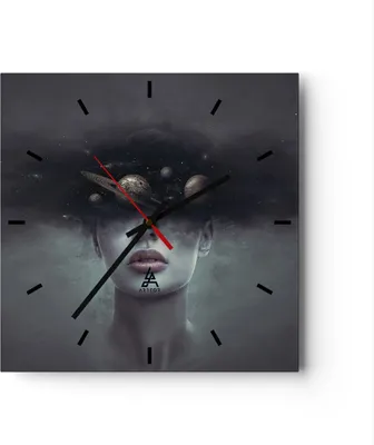 Produktbild von Wanduhr - Quadrat - Glasuhr - Quinoa Frau Gesicht - 30x30cm - Schleichendes Uhrwerk - Lautlos - zum Aufhängen bereit - Dekoration Modern - Wanddekoration aus Glas - C3AC30x30-4796