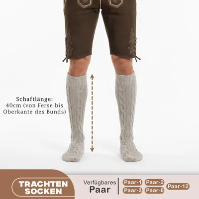 Produktbild von Trachtensocken Trachtenstrümpfe Zopfmuster 40cm, Größe:44-46, Farbe:Meliert