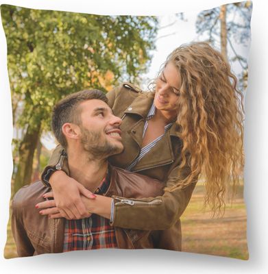 Personalisiertes FOTOGESCHENK (45x45 cm), Foto-Kissen mit Foto & Text, Jahrestag, Valentinstag (mit Füllung), Foto Full [091]