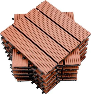 Zdjęcie produktu dla Wolketon WPC płytki tarasowe 55er płytki drewniane plastikowy zestaw ekonomiczny na 5m² 30x30cm ogród kliknij płytki podłogowe z drenażem płytki balkonowe