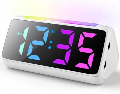 Produktbild von Digitaler Wecker Kinder mit Licht, Bunter LED Anzeige,0-100% Helligkeitsdimmer,2 Alarme, Snooze, 3 Wecklautstärke, USB Ladeanschluss  für Schlafzimmer