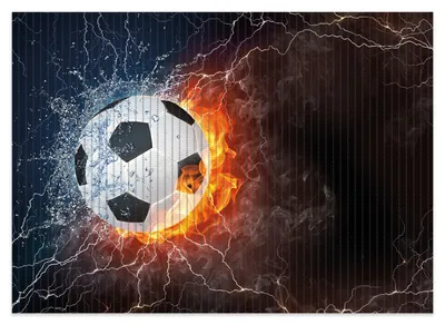 Produktbild von Wallario Duschmatte Antirutschmatte Badmatte Fußmatte Fußball - Feuer und Wasser, Größe ca. 70 x 50 cm