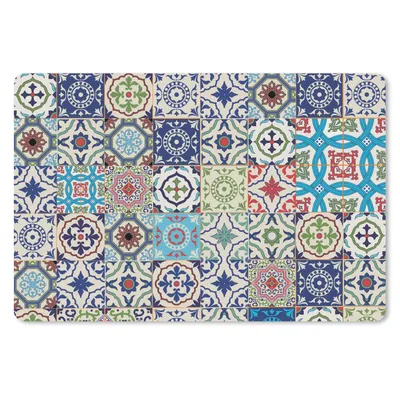 Produktbild von MuchoWow® Schreibtischunterlage Blumen - Muster - Grün - Blau 60x40 cm - XXL Mauspad - Großes Mauspad