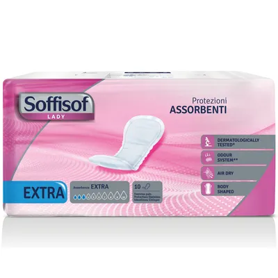 Image de Soffisof Lady Air Dry Extra - 10x Serviette Post Accouchement - 1 Paquets de 10 Pièces Serviette Hygiénique Incontinence Femme, Absorption 3 Gouttes