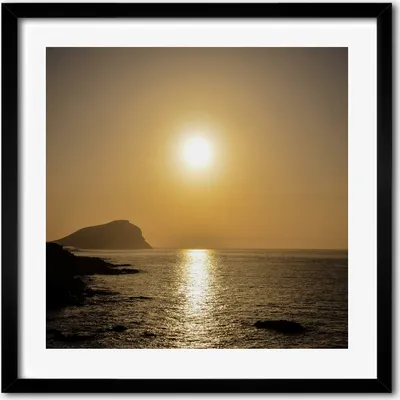 Produktbild von Bild - 50 cm x 50 cm - MDF - Rahmen, Wandkunst - Sonnenuntergang Meer