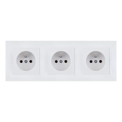 Image de 3x Prise électrique avec BROCHE simple blanche + cadre blanc EXEN