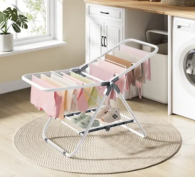 Produktbild von SONGMICS Wäscheständer klein, faltbare Standtrockner mit 2 Flügeln,  Metall, 44 x 101 x 54 cm