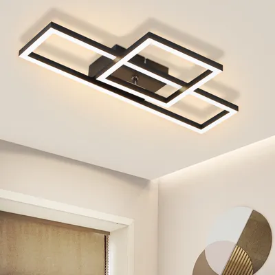 Produktbild von ZMH Deckenlampe LED Deckenleuchte 20W Wohnzimmerlampe Warmweiß Küchenlampe Modern Design Schwarz Schlafzimmer Lampe Eckig Deckenbeleuchtung