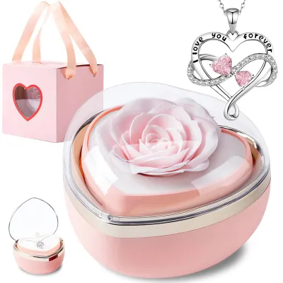 Immagine prodotto di Rosa eterna conservata - Gioielli - Scatola di fiori - Regalo romantico - Festa della mamma - San Valentino - Matrimonio - Rosa conservata
