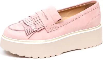 Imagen del producto de Zapatillas mocasines para mujer, color rosa, modelo HOGAN H355, confeccionadas en gamuza