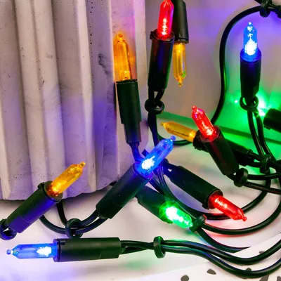 Produktbild von Lichterkette innen 100 bunte Lichter, beleuchtet 14,85m, Kabel grün, Stecker