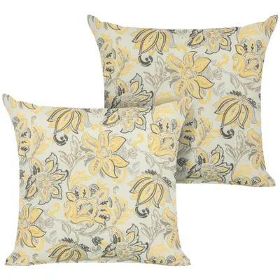 Produktbild von 44 x 44 cm Outdoor Kissen für die Terrasse mit Tintenblumenmuster, 2er Set