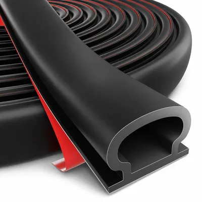Productafbeelding van Tochtstrip Deur en Raam Zelfklevend, D-profiel, 10 m, zwart