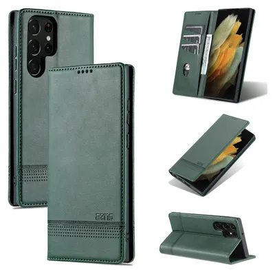 Immagine prodotto di Custodia Galaxy S22 Ultra 5G, portafoglio con chiusura magnetica e supporto, custodia in pelle flip per Samsung Galaxy S22 Ultra 5G verde