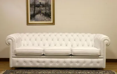 Image de Design Chesterfield Sofagarnitur 3-Sitzer Leder Couch Weiß Polster Sofas Sofa