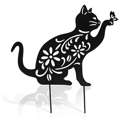 Gartenstecker schwarze Katze, Metall/Ton, 1 Stück