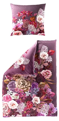 Produktbild von JACK by Bierbaum Mako Satin Bettwäsche 135x200cm Digitaldruck 2 tlg. Blumenmeer Blüten Lila Brombeer Bunt RV