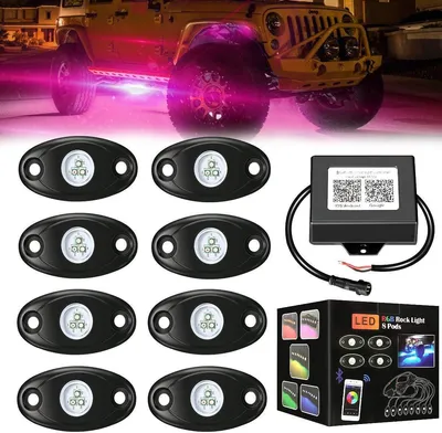 Productafbeelding van 8 stuks 12V USB RGB LED-lampen voor auto-interieurverlichting, sfeerverlichting, decoratielamp, met telefoonbediening via Bluetooth-app