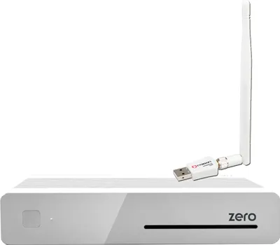 Produktbild von VU+ Plus Zero E2 Linux HD Sat Receiver Weiß 1x DVB-S2 + 300Mbit Wlan Stick mit 5dB Antenne