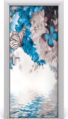 Produktbild von Tulup Türaufkleber 95x205 cm Dekorative Aufkleber Selbstklebend Wasserdichte Tapete Abnehmbar Schlafzimmer Wohnzimmer Wohnkultur - Blumen und Schmetterlinge
