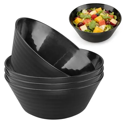 Schüsseln Set 4er, 1200 ml, Ø 20 cm, schwarz, unzerbrechlich, BPA-frei