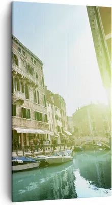 Produktbild von Bild auf Leinwand - Leinwandbild - Kanal Wasser Venedig Haus - 45x80cm - Wand Bild - Wanddeko - Leinwanddruck - Bilder - Kunstdruck - Wanddekoration - Leinwand bilder - Wandkunst - PA45x80-2725