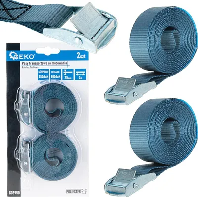 Immagine prodotto di Set-kit 2 cinghie di ancoraggio, fissaggio del carico, bici portapacchi, kayak, moto e auto, regolabili e antigraffio per assicurare carichi chiusura con fibbia 25 mm x 3 m 250 kg