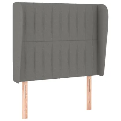 Image de vidaXL Tête de lit avec oreilles gris foncé 103x23x118/128 cm Tissu