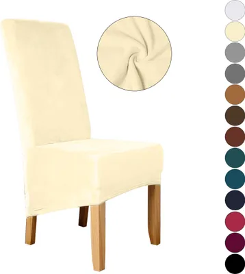 Immagine prodotto di Coprisedia 1 confezione, coprisedia universale in velluto elasticizzato coprisedia lavabile in lavatrice per sala da pranzo, beige