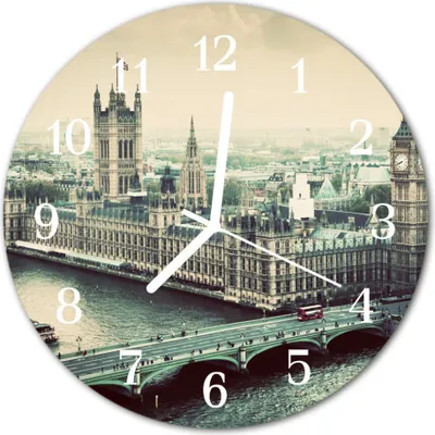 Produktbild von Glasuhr Wanduhr Küchenuhr Echt-Glas 30fi cm London grau