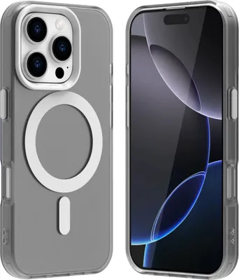 Immagine prodotto di Custodia per iPhone 16 Pro, compatibile con MagSafe, sottile custodia semi-trasparente opaca antiurto Bianco