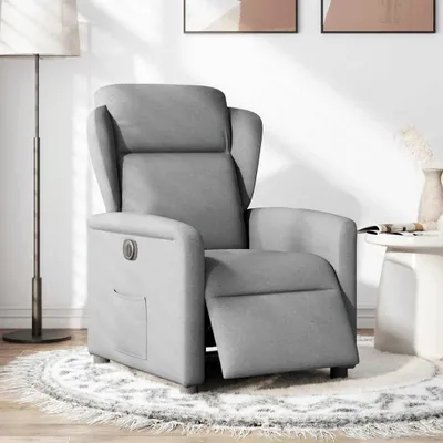 Immagine prodotto di vidaXL Poltrona relax elettrica in tessuto grigio chiaro