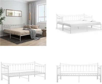 Obrázok produktu pre vidaXL Výsuvný rám rozkladacej pohovky biely kov 90x200 cm - Rám rozkladacej pohovky - Rám rozkladacej pohovky - Rozkladacia pohovka s výsuvným lôžkom