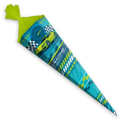 Produktbild von itenga Schultüte 85cm eckig Rennauto NITRON Zuckertüte Tüllverschluss