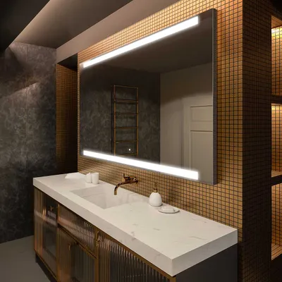 Zdjęcie produktu dla Artforma Lustro łazienkowe z oświetleniem LED 160x60 cm | Kolor LED: zimny biały 7000K | Przełącznik: dotykowy | LED047