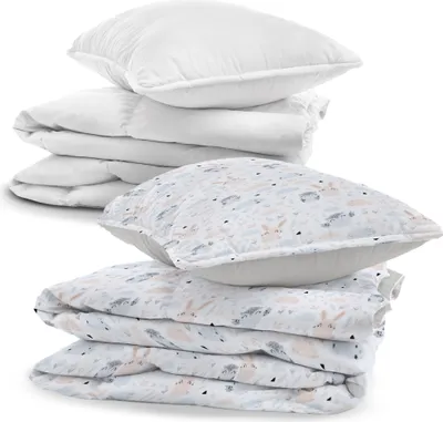 Produktbild von Komplet pościeli niemowlęcej: 100x135cm + prześcieradło - pościel dziecięca z poszewką 60x40 z bawełny w sowy w kolorze jasnoszarym