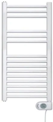 Obrázok produktu pre Elektrický radiátor na uteráky, 90,6 x 50 cm, 500 Watt, 230 Volt, 50 Hz, oceľ, lesklá biela farba