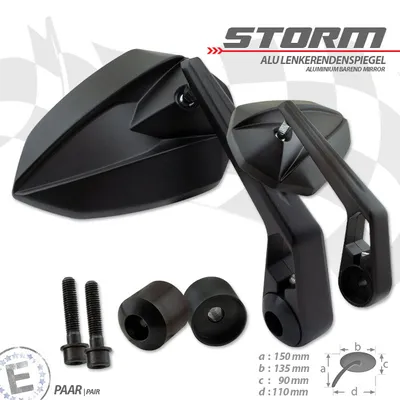 Immagine prodotto di Specchietto per manubrio STORM nero M8 per Kawasaki