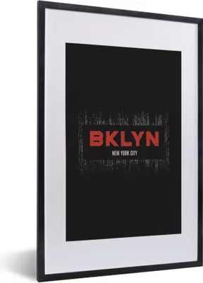 Produktbild von MuchoWow® MuchoWow® Gerahmtes Poster New York - Schwarz - Brooklyn 40x60 cm - Poster mit zchwarzem Bilderrahmen - Poster in Rahmen