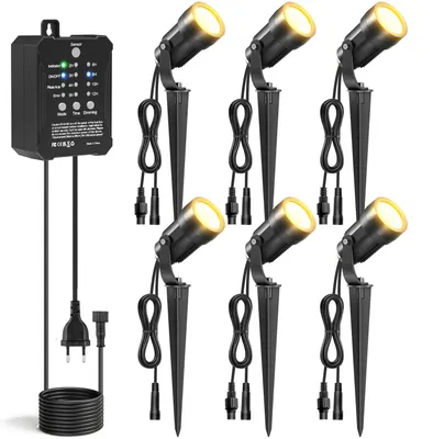 Immagine prodotto di Faretto da giardino dimmerabile - 5 W - Bianco caldo 2700K - Set da 6 - IP65 - Sensore crepuscolare