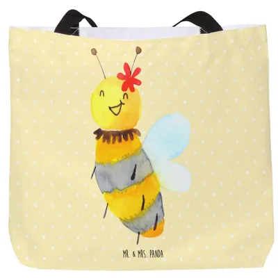 Produktbild von Mr. & Mrs. Panda Einkaufstasche Biene Blume - Gelb Pastell - Geschenk, Strandtasche, Reisetasche, Laptoptasche, Tote Bag, Tasche
