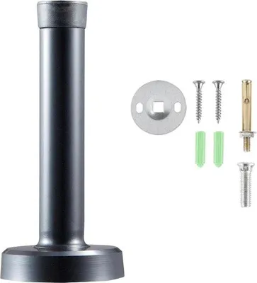 Image de Butée de porte en acier brut massif, butée de porte à vis sans perçage, noire, 30 cm